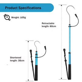 KOMCLUB Fishing Gaff Hook, Retractable Fishing Gaff Sharp Hook Fishing Gear Tackle with Soft Rubber Nonslip Handle Lanyard Lightweight Non-slip Sharp Hook for Saltwater Boat Kayak Fishing (blue-60cm)