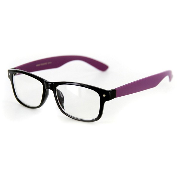 Star Burst Wayfarer"Clear" Fashion Glasses Feature 100% UV Protection - Narrow