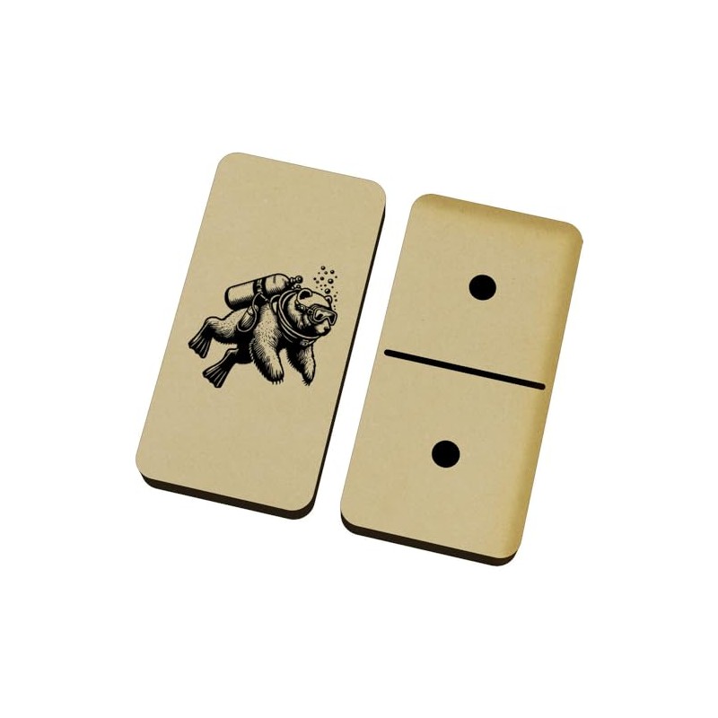 Azeeda 'Scuba Diving Bear' Domino Set & Box (DM00044274)