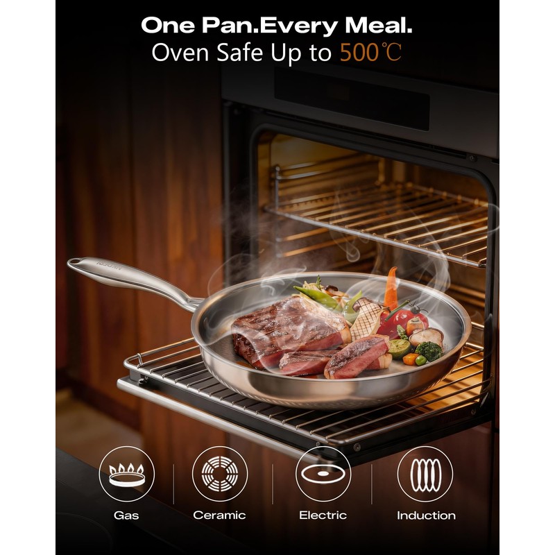 Titanium Pans for Cooking 11 Inch Hammered Pro Frying Pan