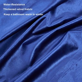 HYAWGE Velvet Blue Shower Curtains for Bathroom,260 GSM Heavy Duty Royal Blue Fabric Luxury Shower Curtain with Hooks, Washable, Thicken,Waterproof for Hotels, Bathtubs, 72 x 72 inches