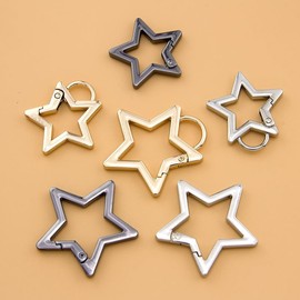 2 Pcs Star Shaped Stainless Steel Keychain Clip Carabiner Snap Hook Holder Star Carabiner Hook Clip Key Holder Carabiner Clip for Keys and Wallet with Key Chain Rings Accessories（Silver）