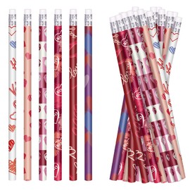 emzrivo Valentines Pencils Valentine's Day Pencils Bulk Holiday Pencils with Erasers Pencils for Valentine’s Day Party Supplies, 6 Style (24)