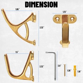 TRIPLE DEER Gun Rack Wall Mount Gun Storage with Felt, Gun Hooks Wall Mount Horizontal Heavy Duty Steel Gun Racks for Storing Shotguns Rifles Archery Bow, Gold, 2 pack