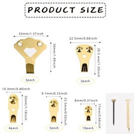 Picture Hooks, Heavy Duty Picture Hanger Set with Black Copper Cap Nails, 5 Sizes 10-100 lbs for Frames, Mirrors, Painting and Decoration, 25-Piece Set