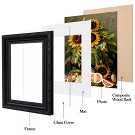 eletecpro 8x10 Picture Frames Set of 2, Vintage Photo Frames with Glass, 8 by 10 Frame Displays 5x7 Photo with Mat or 8x10 without Mat for Tabletop or Wall Decor, Black