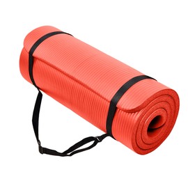 BalanceFrom GoCloud All-Purpose 1-Inch Extra Thick High Density Anti-Tear Exercise Yoga Mat with Carrying Strap (Red)