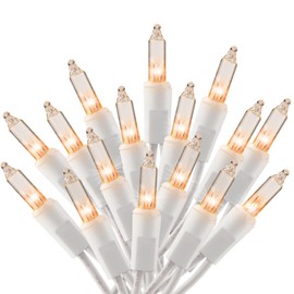 Christmas Lights Clear White 50 Count, 13ft Incandescent Mini Lights String Plug in Warm White with White Wire for Mantle Christmas Tree Indoor Outdoor Xmas, Wedding Party Decorations