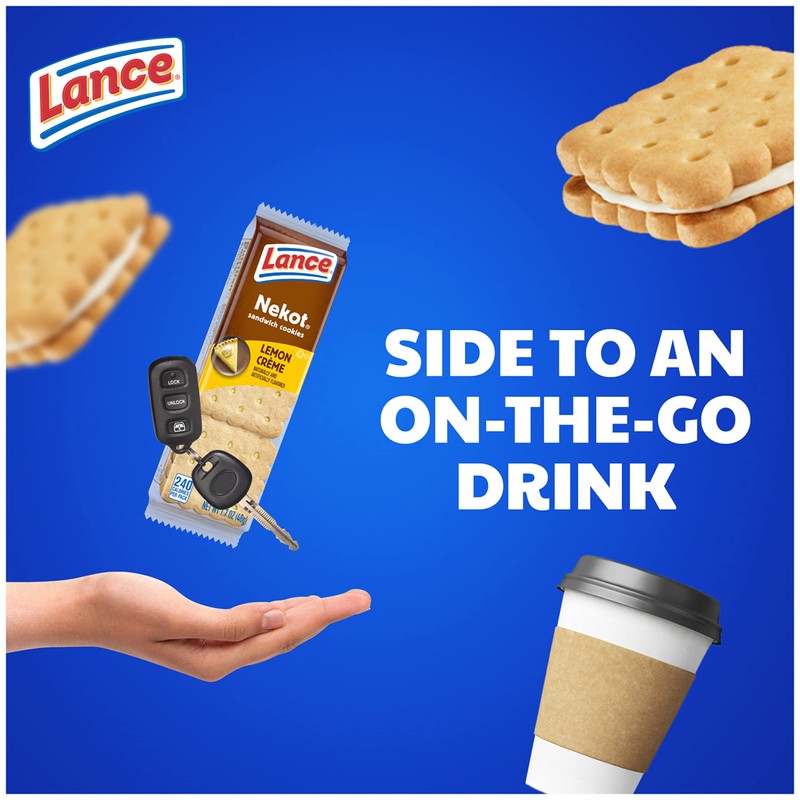 Lance Sandwich Cookies, Nekot Lemon Creme, 10 Individually Wrapped Packs,