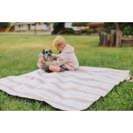 PICNIC TIME Blanket Tote Outdoor Picnic Blanket, Beach Blanket, Camping Blanket, (Neutral Plaid)