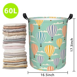 Naqiuli Laundry Basket Retro Balloons Laundry Hamper Large Laundry Basket Storage Basket Tote Bag Collapsible Organizer Basket for Bathroom,Laundry,Bedroom 17.3 x16.5 Inch