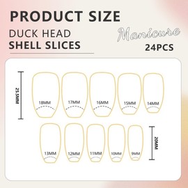 Cosmeria 24 Piece Press On Nails, Cute Duck Head Shape, Short French Tip with Glitter Design, Artificial Nails for Women, Manicure Decoration