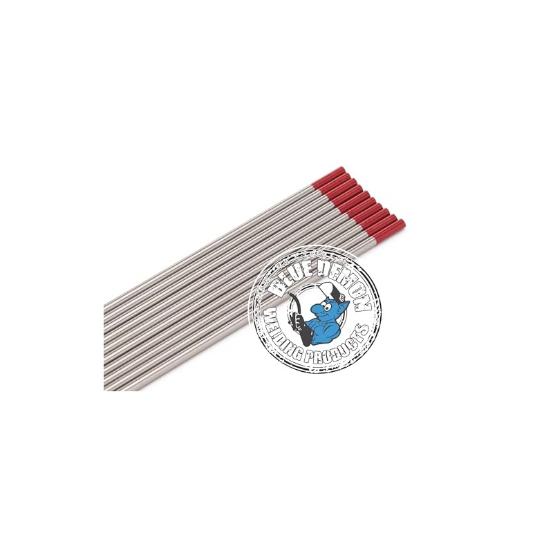 Blue Demon Welding Tungsten Electrodes, 2% Thoriated, RED, EWTh-2, 1/16