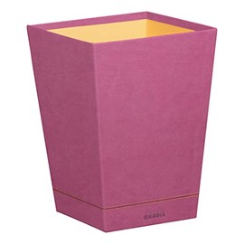 RHODIA 194628C - Fuchsia Waste Paper Bin - 24x24x32 cm - Orange Saddle Stitching - Faux Leather Exterior - Home Office Collection Rhodiarama - Office Organization & Designer Storage