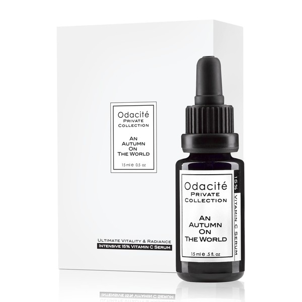Odacité 15% Vitamin C Serum for Anti Aging & Hyperpigmentation - An Autumn On The World Private Collection - Glow Recipe Facial Serum Concentrate for Dark Spots, Moisturizer Oil, Fine Lines & Wrinkles Remover, 0.5 fl. oz