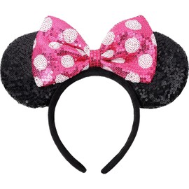 DRESHOW Mouse Ears Bow Headbands Glitter Party Decoration Cosplay Costume for Women