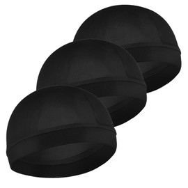 Nogeqi 3 Pcs Silky Bonnet for Men Wave Cap Satin Silk Hair Bonnet for Sleep Elastic Band Wave Durags Sleeping Shower Caps Silk Hair Wrap for Men Women (Black)