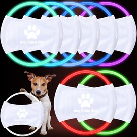 Silipull LED Light Flying Disc for Dogs, Waterproof Rechargeable Light up Flying Disc Flyer Toys, Glowing Flying Disc Dog Toy with 3 Light Modes, Training Throwing Playing for Physical (White)
