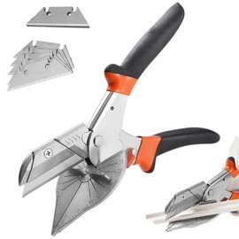 Mitre Shears, Adjustable 45 to 135 Degree Multi Angle Trim Cutter, Gasket Shear with 12 Spare Blades for Cutting Soft Wood, Plastic, PVC and More