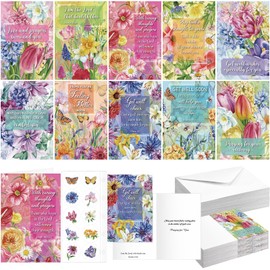 Dunzoom 50 Pack Religious Get Well Soon Cards with Scripture Assorted Bible Verse 4 x 6 Inch Inspirational Christian Flower of Nature Photography Wishing You Well Greeting Cards with Envelopes