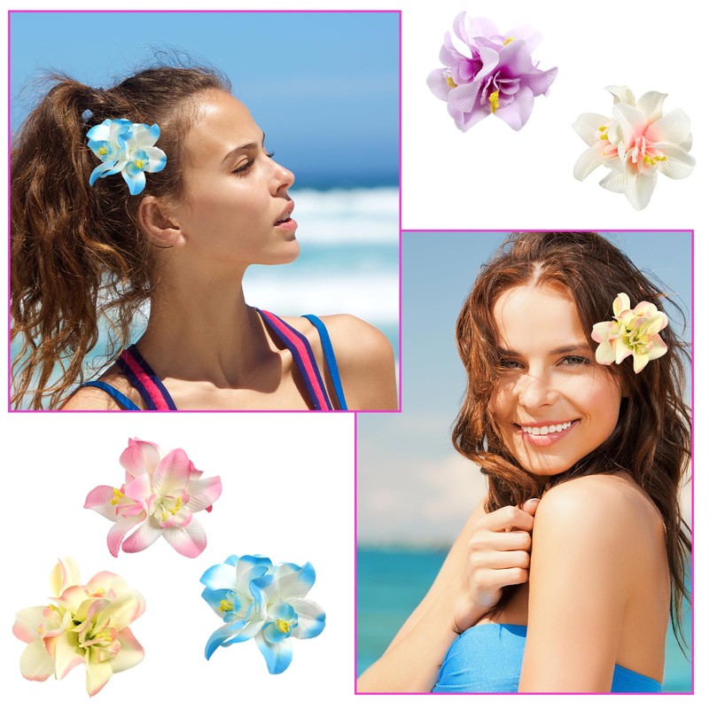 5 Pcs Hawaiian Flower Hair Clips for Women Girls 3.5