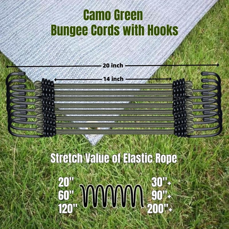 CanKing Camouflage Bungee Cords with Hooks 20" Camo Elastic Ropes