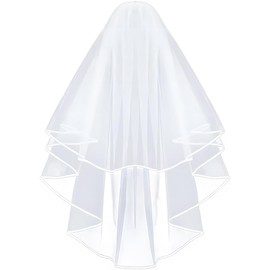 WeddHuis 1 Pcs Wedding Bridal Veil Short Elegant Bridal Bridal Tulle with Comb Wedding Veil (60-80cm)