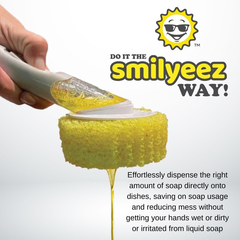 The Original Smiling Sponge Handle Soap Dispensing Handle by Smilyeez