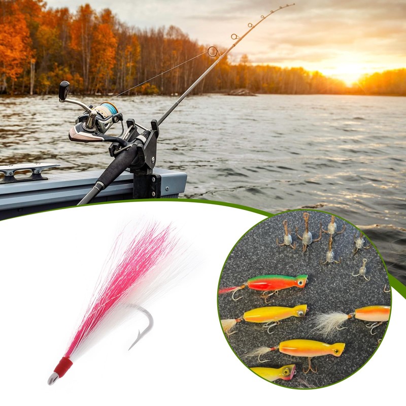 Briny River Pack of 12 Bucktail Teaser Fishing Hooks Saltwater