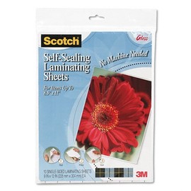 Scotch : Self-Sealing Laminating Sheets, 9.6 mils, 8-1/2 x 11, 10 per Pack -:- Sold as 2 Packs of - 10 - / - Total of 20 Each