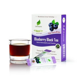 Blueberry Black Instant Tea on the Go LeCharm 100% Natural Tea Extract, Unsweetened Drink Instant Crystallized Tea Powder for Pure Water, Iced Tea and Hot Tea(10 Sachets)