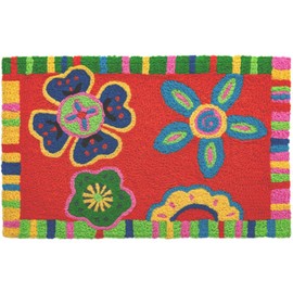 Boho Floral Jellybean Accent Rug with Flowers Floral Rug 20"x30" Doormat