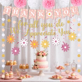 Pink We Appreciate You Banner Decorations Thank You for All You Do Banner