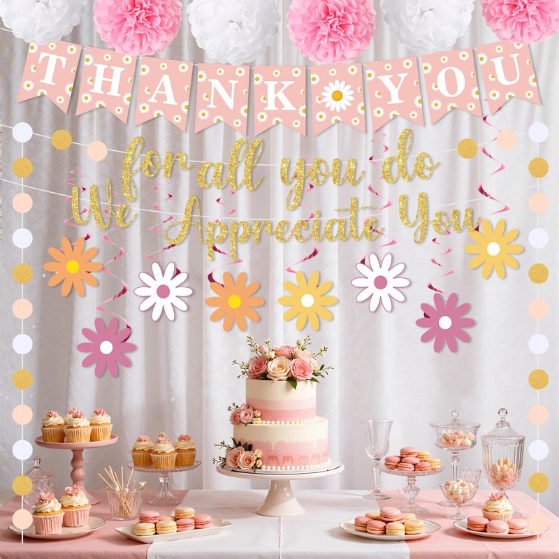 Pink We Appreciate You Banner Decorations Thank You for All