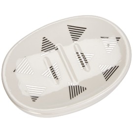 AWD Soap Dish, Ceramic with triangular pattern, White and Silver, 11,6 x 8,1 x 2,3 cm