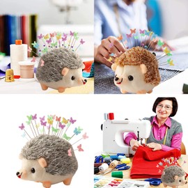 CICILIAYA Hedgehog Shape Pin Cushion, Cute Pincushions Sewing Kit Accessories Supplies Needle Cushions Holder with 100Pcs Colored Ball Heads Straight Fabric Pins for Jewelry Quilting DIY Crafts (Gray)
