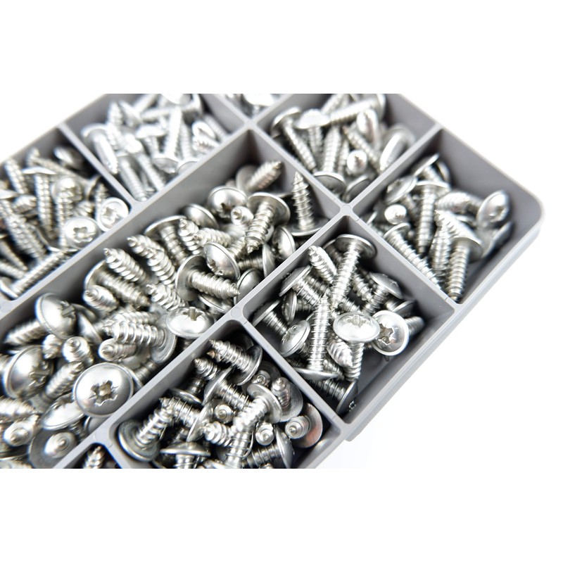 Box of 320 Assorted Flange Pozi Pan Self Tapping Screws.