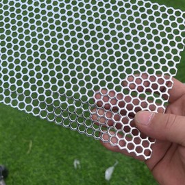 FengYoo 11.8"x5.9" Perforated Metal Sheets 19 Gauge Expanded Metal Mesh Opening Hexagonal Hole 1/4" (About 6mm) Perforated 304 Stainless Steel Sheet Mesh Screen Panel Decorative Panel Decorati Plate