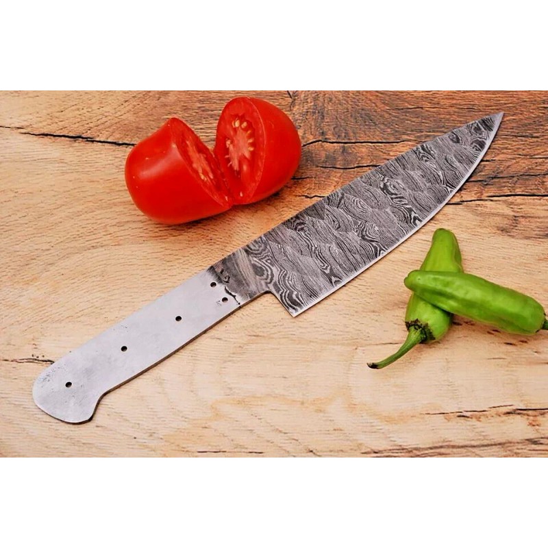 Damascus 12" Damascus chef Knife Blank Blade Handmade Forged kitchen