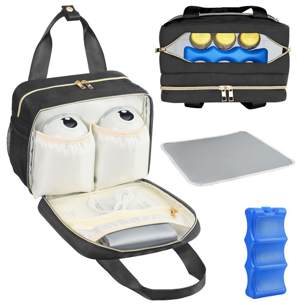 PIIOSER Breastmilk Cooler Bag with Ice Pack, Compatible with Wearable