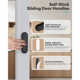 MeBantoo 4 Pack Self-Adhesive Drawer Pull Handles, 4 Inch Self-Stick Aluminum Alloy Push-Pull Knobs for Kitchen Cabinet, Closet, Glass Sliding Barn Door, Wardrobe, Window, Balcony Door (4, Black)