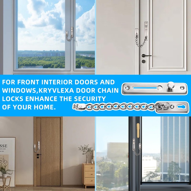 KRYVLEXA Heavy Duty Door Chain Lock - 304 Stainless Steel,