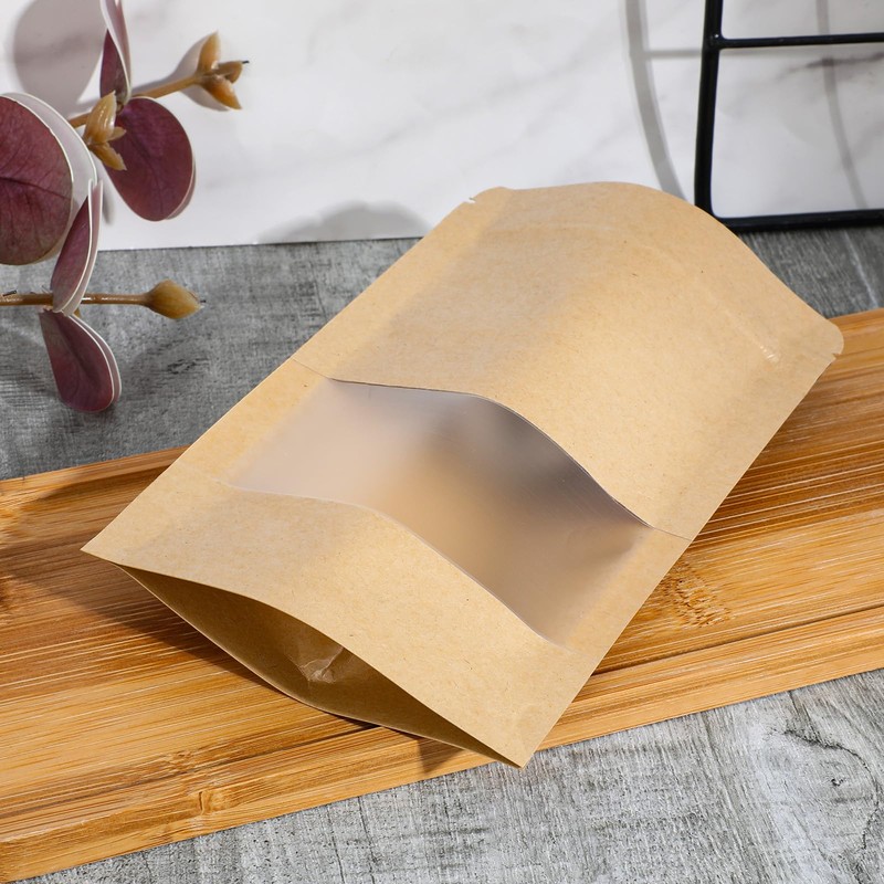 300 Pcs Stand Up Pouches with Window, Reusable Food Storage