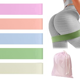 AdooAdii Bandas de Resistencia 5 Piezas Bandas Elásticas Niveles 10, 15, 20, 30, 40 lbs Ligas de Resistencia de TPE Multifuncionales Yoga Entrenamiento en Casa Gym Pilate Crossfit Glúteos y Fitness