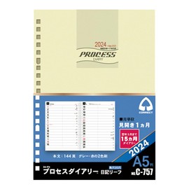 Collect C-757 2024 Diary Leaf (Process Diary for 15 Months), 1 Month Spread Rule, A5, 20 Holes