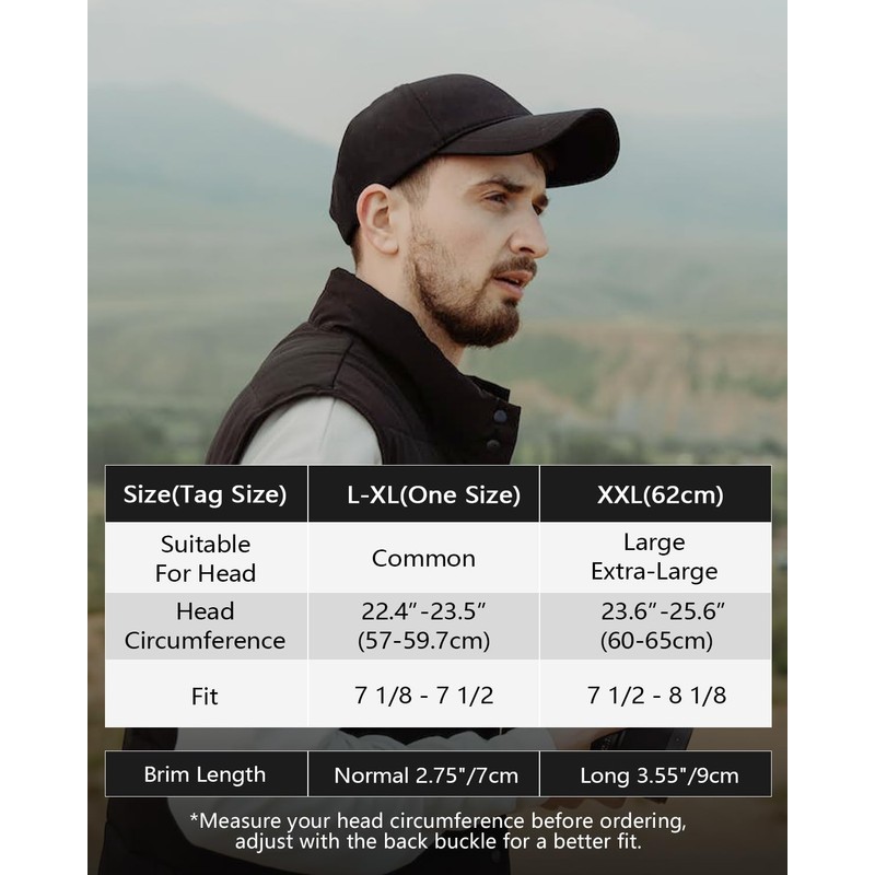 Zylioo Oversize XXL Long Bill Baseball Cap,Adjustable Cotton Plain Dad