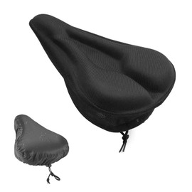 Bicycle Saddle Cover, Bicycle Seat Cushion Made of Comfortable Memory Foam, with Bicycle Saddle Rain Cover, Universal Size 28 x 19 cm, Suitable for Men, Women, Children