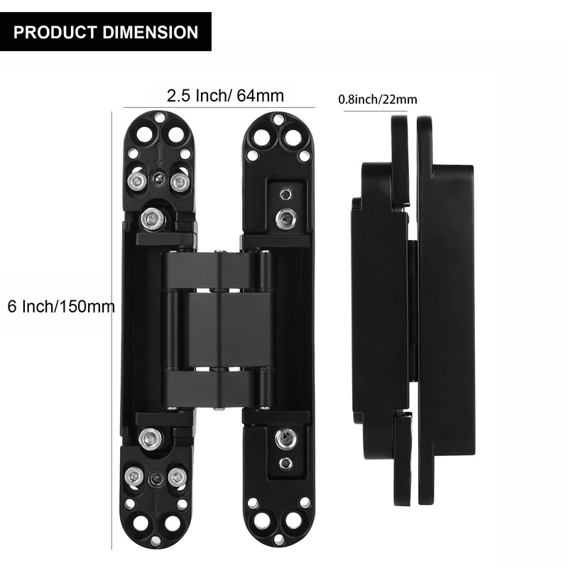 2 Set 6 Inch Hidden Door Hinges Zinc Alloy Heavy