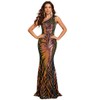Giffniseti Women's One Shoulder Holographic Sequin Dresses Evening Gown Formal