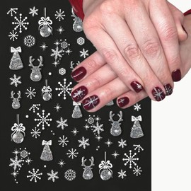Christmas Nail Stickers 9 Sheets Stickers for Nails Art Design Silver Snowflake Baubles Stars Christmas Tree Christmas Nail Decals Winter Nail Stickers Holiday Nail Stickers DIY Nail Art Supplies
